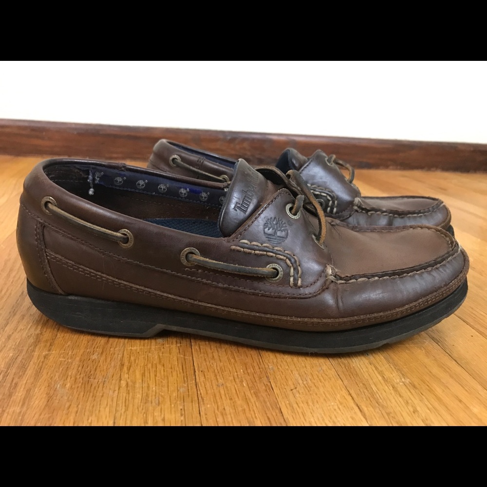 Brown Leather Timberland Boat Shoes
